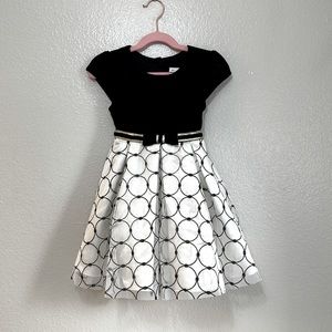 Jona Michelle formal girls dress in black and white with gold details